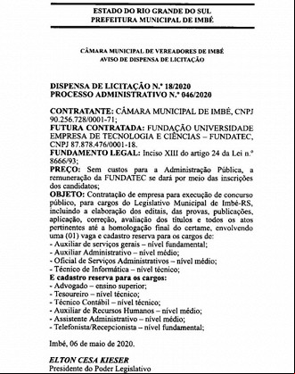 Publicação de escolha de banca - Fundatec Publicação de escolha de banca - Fundatec