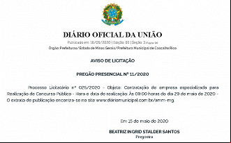 Aviso de licitação 