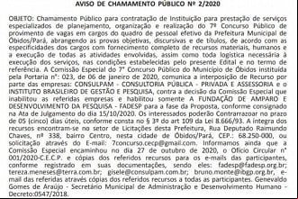 PublicaÃ§Ã£o de resultado parcial de licitaÃ§Ã£o para escolha de banca