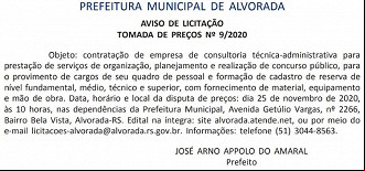 Publicação de licitação para escolha de banca organizadora