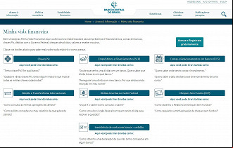 Página Minha vida financeira do Banco Central. Créditos: Reprodução/Banco Central