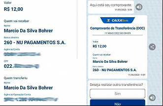 Comprovante da transferência para a conta de destino. Comprovante da transferência para a conta de destino.