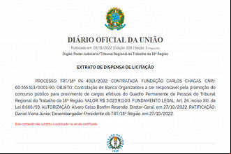 Concurso TRT 18 - Extrato de dispensa