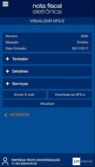 Crédito: Divulgação/aplicativo IPM NFs-e Crédito: Divulgação/aplicativo IPM NFs-e