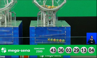 Números sorteados na Mega-Sena 2580. Créditos: Reprodução/Caixa Números sorteados na Mega-Sena 2580. Créditos: Reprodução/Caixa