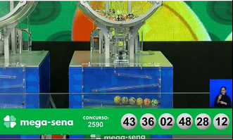 Números sorteados na Mega-Sena 2590. Créditos: Reprodução/Caixa Números sorteados na Mega-Sena 2590. Créditos: Reprodução/Caixa