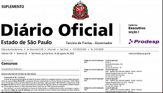 Saiu a lista com os locais de prova para o concurso da PM SP - Aluno Oficial - Reprodução/DOESP Saiu a lista com os locais de prova para o concurso da PM SP - Aluno Oficial - Reprodução/DOESP