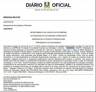 Créditos: Divulgação/DOE-RS Créditos: Divulgação/DOE-RS