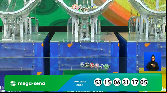 Números sorteados na Mega-Sena 2864. Créditos: Reprodução. Números sorteados na Mega-Sena 2864. Créditos: Reprodução.